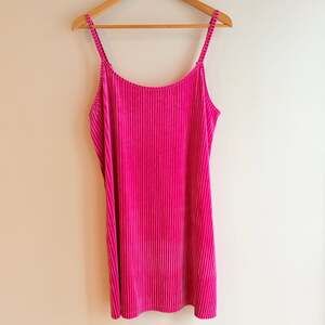 Colsie Pink Ribbed Velvet Slip Mini Dress Y2K Size Large